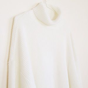 Ribbed Turtleneck Knit Sweater
